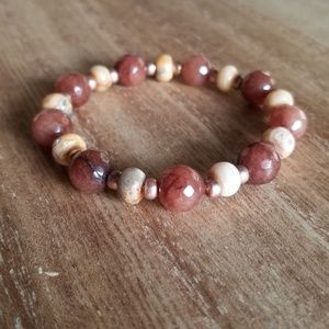Chocolate Jade + Crazy Agate Stretch Bracelet